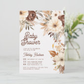 Invitation Boho Floral Chute en Amour Baby shower (Debout devant)