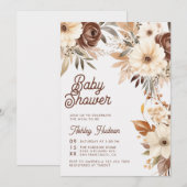 Invitation Boho Floral Chute en Amour Baby shower (Devant / Derrière)