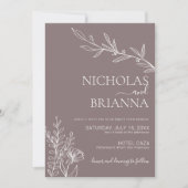 Invitation Boho Floral Cinnamon moderne Mariage d'ardoise (Devant)