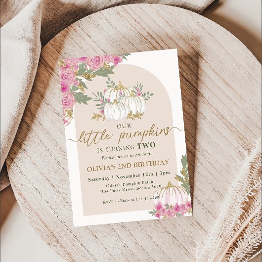 Invitation Boho Floral Citrouille 2e fête d'anniversaire