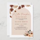 Invitation Boho Floral Citrouille Automne Baby shower (Devant)