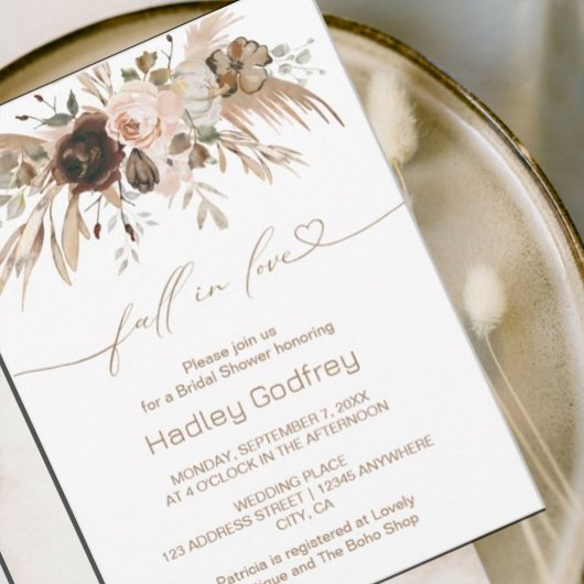 Invitation Boho Floral Citrouille Chute dans Love Fête des ma