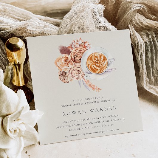 Invitation Boho Floral Coffee Bridal Shower Brunch
