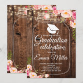 Invitation Boho Floral College Graduation (Devant / Derrière)