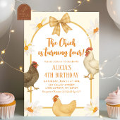 Invitation Boho Floral Coquette poulet Fille Anniversaire