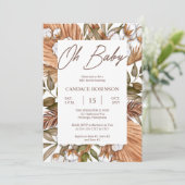 Invitation Boho Floral Coton | Baby shower de graminées séché (Debout devant)