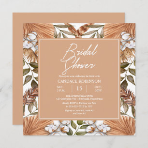 Invitation Boho Floral Coton   Fête des mariées de graminées