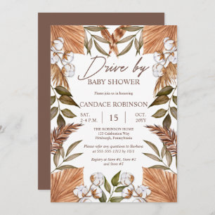 Invitation Boho Floral Coton   Grasses Drive par Baby shower