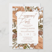 Invitation Boho Floral Coton |Partie d'engagement Grasses séc (Devant)