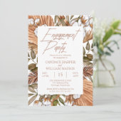 Invitation Boho Floral Coton |Partie d'engagement Grasses séc (Debout devant)