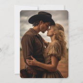 Invitation Boho Floral Cow Skull Western Photo Mariage (Dos)