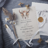Invitation Boho Floral Cow Skull Western QR Code Wedding