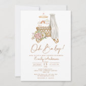 Invitation Boho Floral Crib Bassinet Nursery Baby shower (Devant)