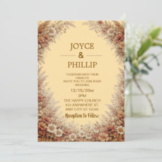 Invitation Boho Floral Custom Wedding Invites Cards