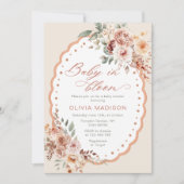 Invitation Boho Floral Cute Baby shower (Devant)