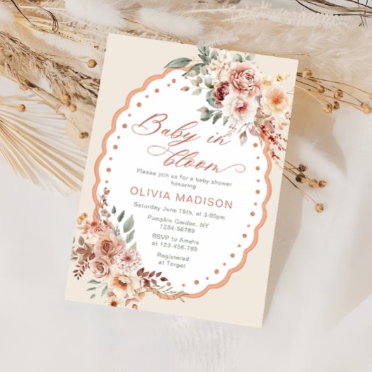 Invitation Boho Floral Cute Baby shower