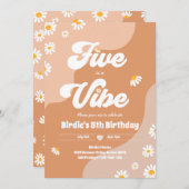 Invitation Boho Floral Daisy 5e Anniversaire Five Est Une Vib (Devant / Derrière)