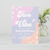 Invitation Boho Floral Daisy 5e Anniversaire Five Est Une Vib (Debout devant)