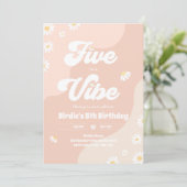 Invitation Boho Floral Daisy 5e Anniversaire Five Est Une Vib (Debout devant)