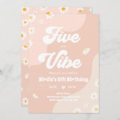 Invitation Boho Floral Daisy 5e Anniversaire Five Est Une Vib (Devant / Derrière)