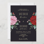 Invitation Boho Floral Dark Burgundy Watercolor Mariage (Devant)