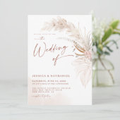 Invitation Boho floral de laiton moderne Pampas (Debout devant)