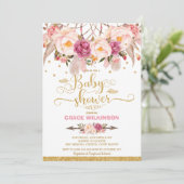 Invitation Boho Floral Dream Catcher Baby shower Girl (Debout devant)