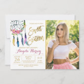 Invitation Boho Floral Dream Catcher Sweet 16 Anniversaire Ph (Devant)