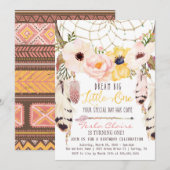 Invitation Boho Floral Dreamcatcher Tribal Premier anniversai (Devant / Derrière)