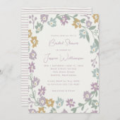 Invitation Boho Floral Earthy Pastel Fête des mariées esthéti (Devant / Derrière)