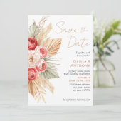 Invitation Boho Floral Elegant Automne Mariage été (Debout devant)