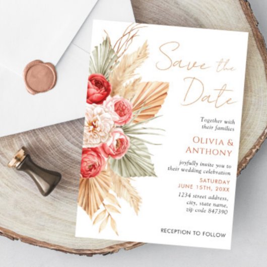 Invitation Boho Floral Elegant Automne Mariage été