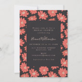Invitation Boho Floral Elegant Black Red Fête des mariées (Devant)