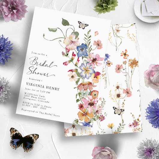 Invitation Boho Floral Elegant Fête des mariées