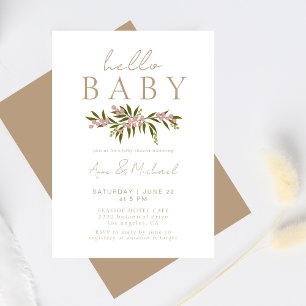 Invitation Boho Floral Elegant Genre Neutre Baby shower