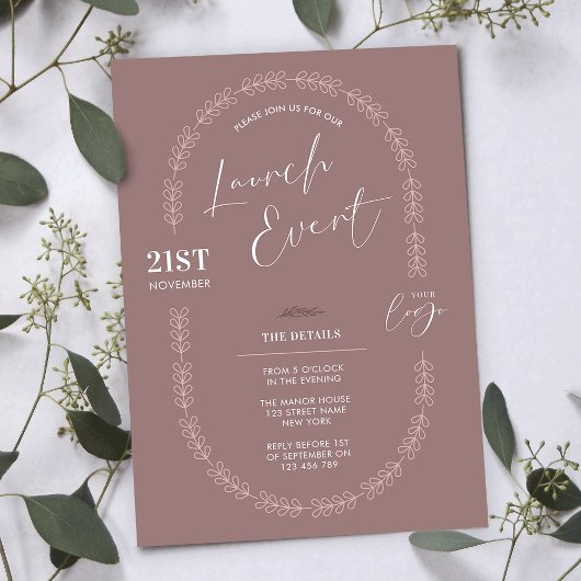 Invitation Boho Floral Élégant Salon Boutique Grand Ouverture