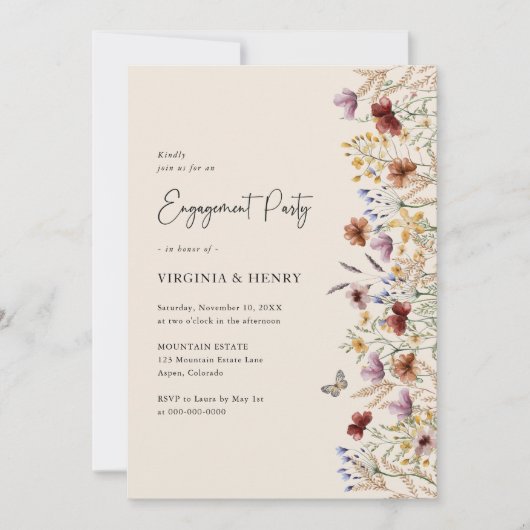 Invitation Boho Floral Engagement Party (Devant)