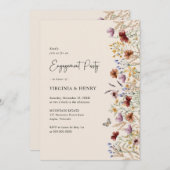 Invitation Boho Floral Engagement Party (Devant / Derrière)