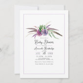 Invitation Boho Floral et Baby shower de plume (Devant)