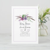 Invitation Boho Floral et Baby shower de plume (Debout devant)
