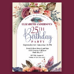 Invitation Boho Floral et Feather 25e anniversaire<br><div class="desc">Boho Floral et Feather Invitation 25e anniversaire pour les femmes. Il Est Facile De Changer L'Exemple De Texte En Vous Propre En Cliquant Sur Personnaliser. Cliquez Sur Personnaliser/Modifier Avec L'Outil De Création Pour Modifier Le Type De Police, La Couleur De Police, La Taille De Police, Ou Pour Ajouter/Supprimer/Modifier Le Texte...</div>
