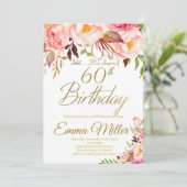 Invitation Boho Floral et Gold Surprise 60e anniversaire (Debout devant)