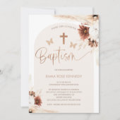 Invitation Boho Floral Et Papillons Arch Baptême (Devant)
