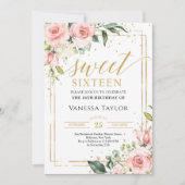 Invitation Boho floral eucalyptus or parties scintillant 16e (Devant)