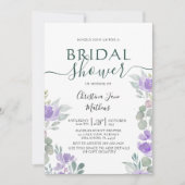 Invitation Boho Floral Eucalyptus Purple Fête des mariées (Devant)