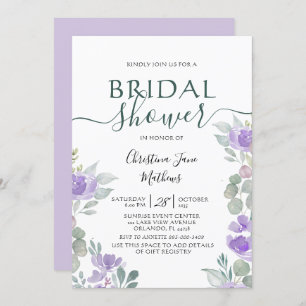 Invitation Boho Floral Eucalyptus Purple Fête des mariées