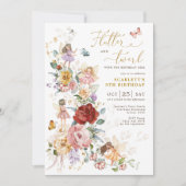 Invitation Boho Floral Fairy Princess Garden Fête d'anniversa (Devant)