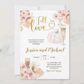 Invitation Boho Floral Fall In Love Citrouille Engagement Par (Devant)