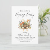 Invitation Boho Floral Feather Your Nest Bow Baby Shower (Debout devant)
