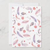 Invitation Boho Floral Feathers Deer Antlers Mariage (Dos)